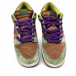 Nike Men's Green and Brown Sneakers with Purple Accents